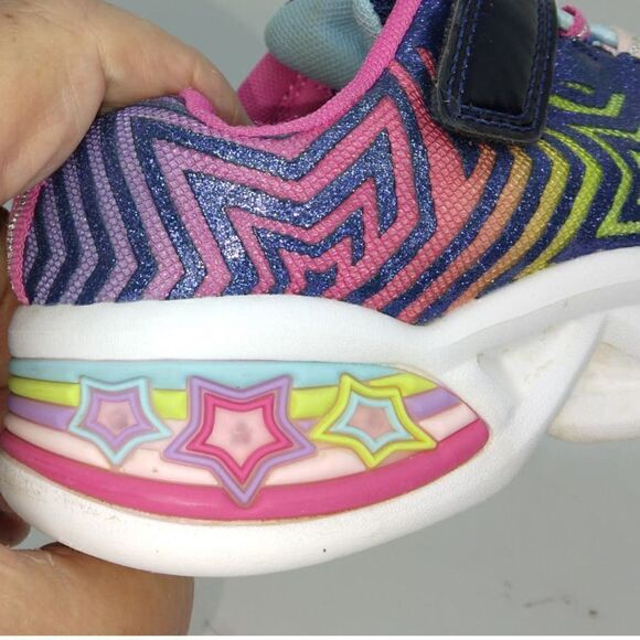 Dream Pairs Light Up Girls Pre-owned Blue/Pink Sparkly Velcr@ Sneakers - sz. 13 - Picture 2 of 7